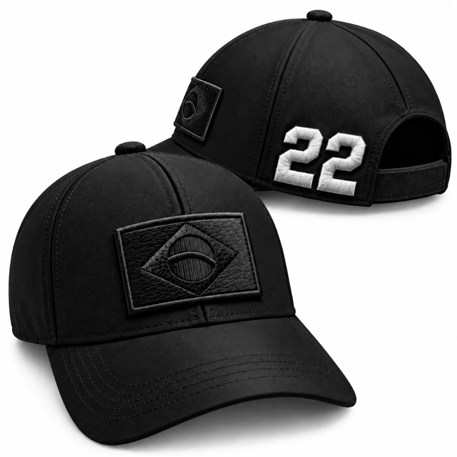Boné Preto 22 Brasil Bordado Premium