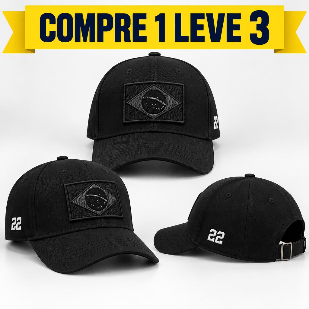 Boné Preto 22 Compre 1 Leve 3